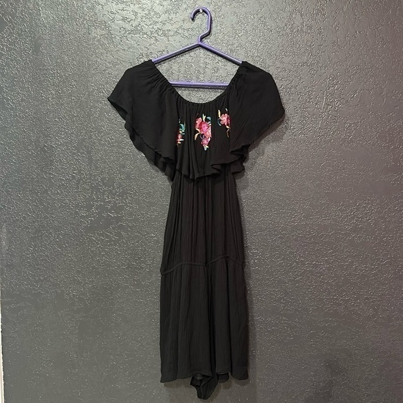JAPNA Women’s Black Floral Embroidered Mini Dress Size L - Picture 1 of 5
